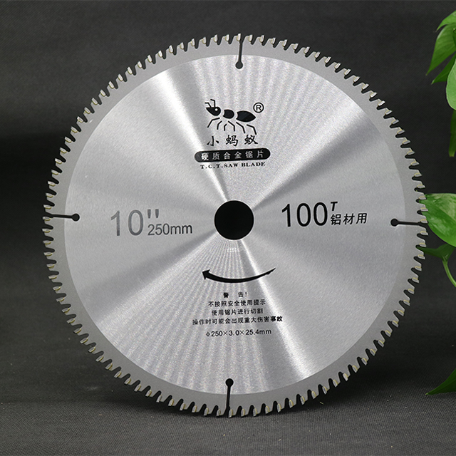 Hoja de sierra circular de corte de aluminio TCT de 10 pulgadas y 100 dientes