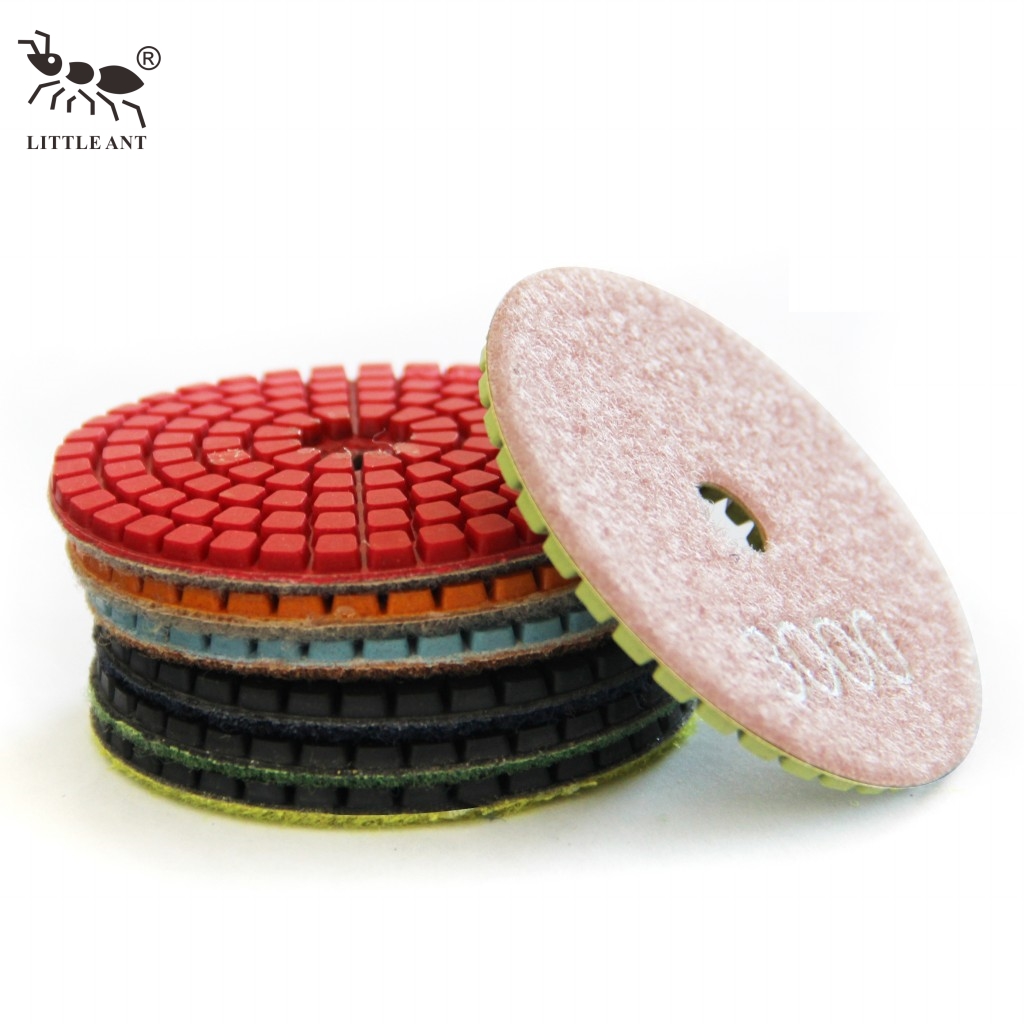Little Ant de 4 pulgadas y 5 pulgadas y 6 pulgadas de pulido húmedo Squre Color 7 Pasos para piedra de ingeniería Piedra Diamante Presionada Hot Pressed