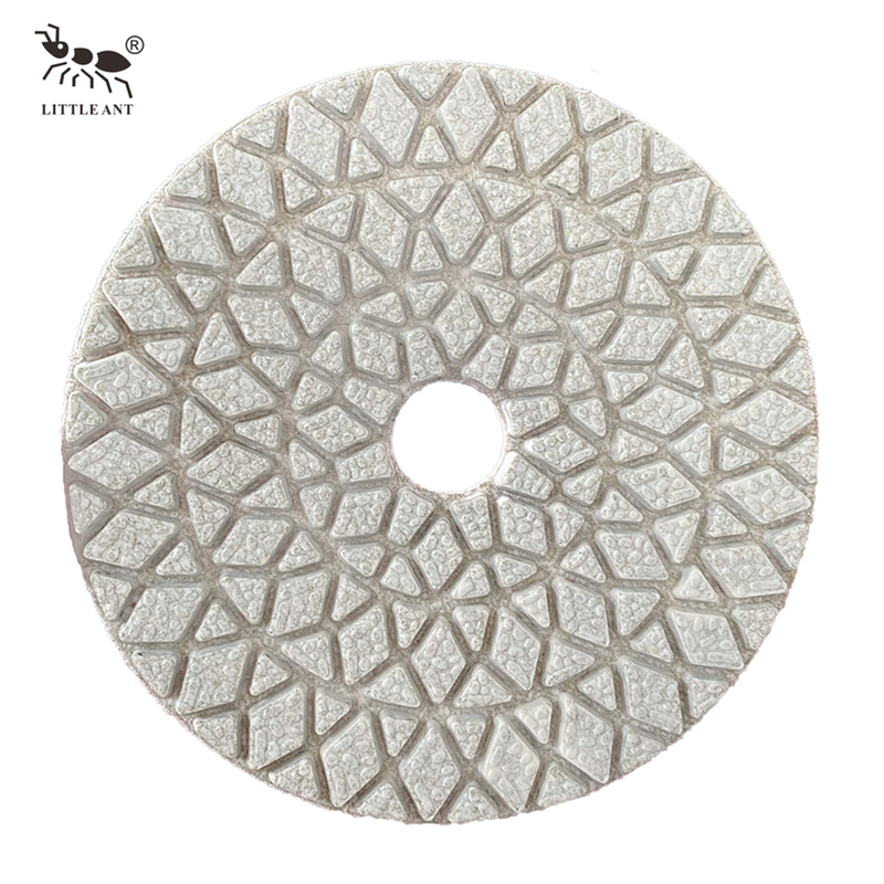 Little Diamond Hybrid 3 Pasos Almohadilla de pulido Dry and Het Flexible para Marble Mármol Granito Concreto Puro blanco