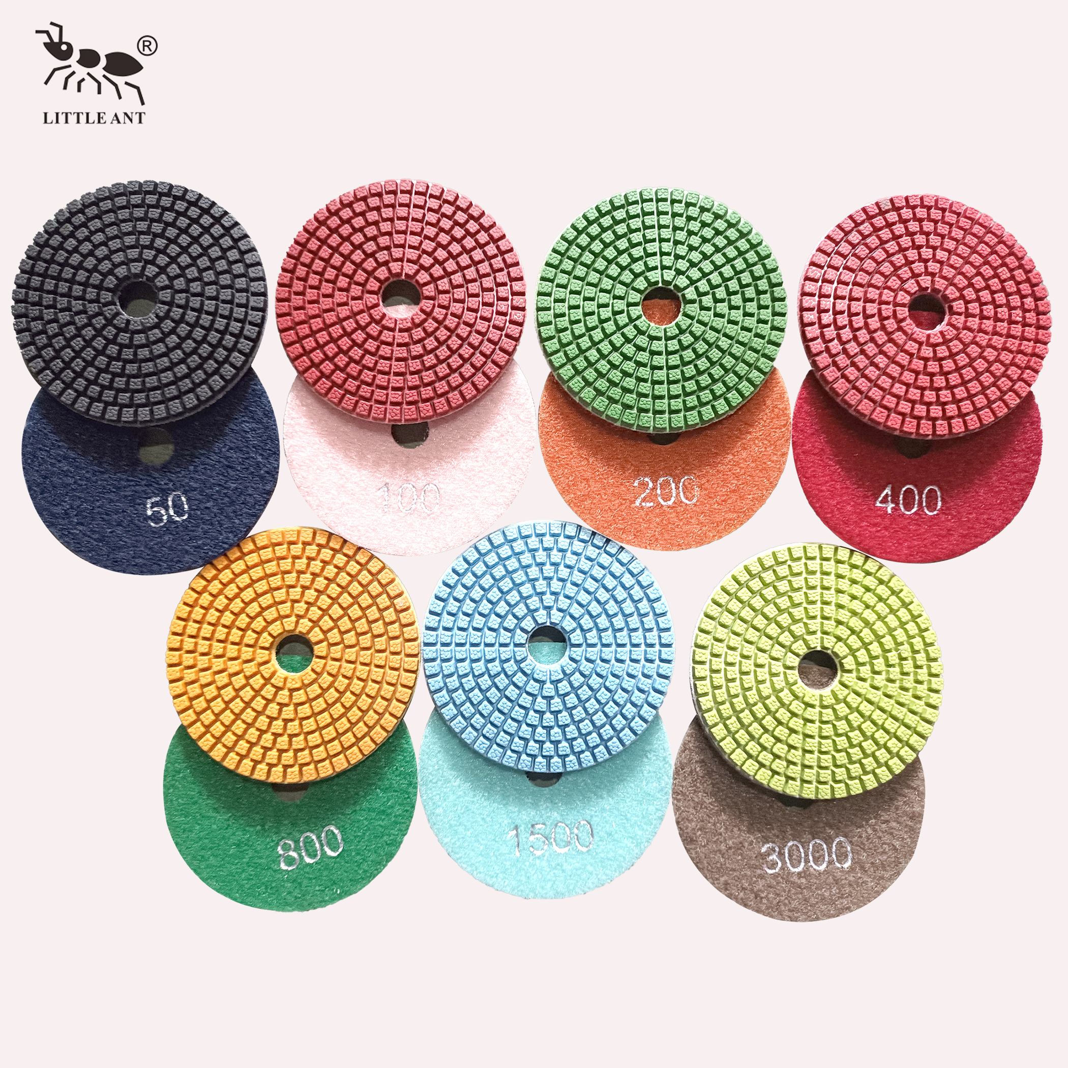 Pequeño molde de manchas de hormigas de 4 pulgadas de pulido húmedo para mármol Terrazo Granite Stone menos polvo de alta nitidez